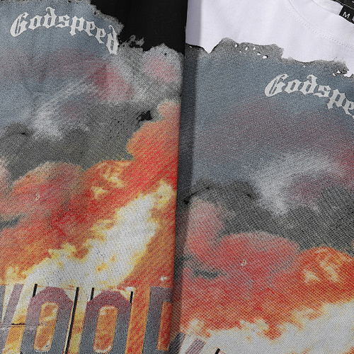 EM Sneakers Godspeed Los Angeles Hollywood Hills Wildfire Print T-Shirt #7006 Black /White