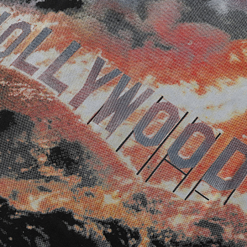 EM Sneakers Godspeed Los Angeles Hollywood Hills Wildfire Print T-Shirt #7006 Black /White