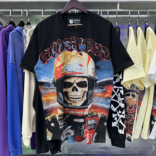 EM Sneakers Godspeed Skull Astronaut Print T-Shirt #7009 Black /White