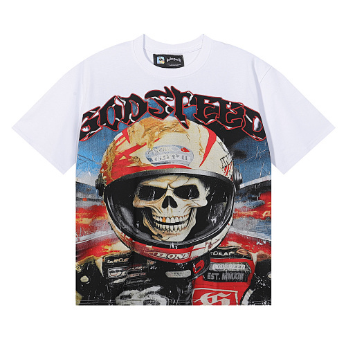 EM Sneakers Godspeed Skull Astronaut Print T-Shirt #7009 Black /White