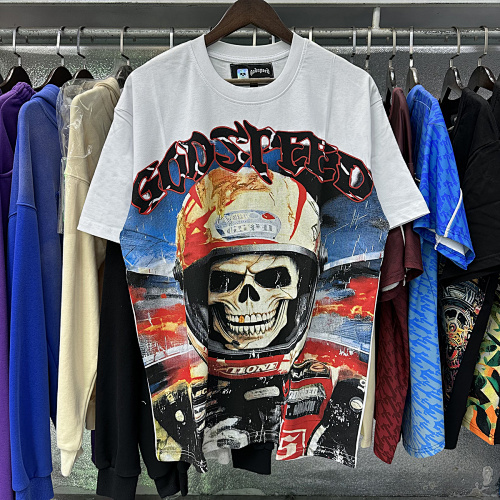 EM Sneakers Godspeed Skull Astronaut Print T-Shirt #7009 Black /White