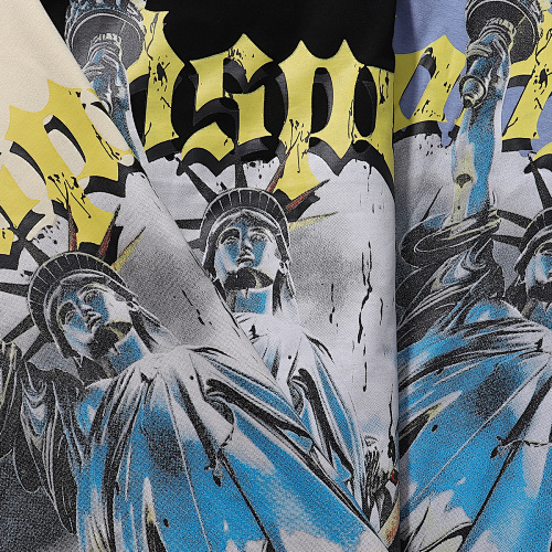 EM Sneakers Godspeed Statue of Liberty Print T-Shirt #7002 Black /Apricot /Blue