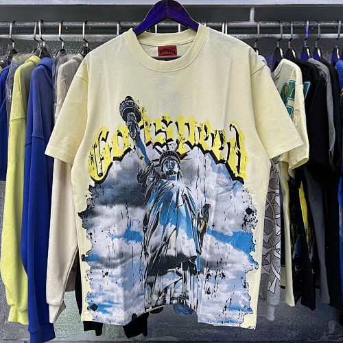 EM Sneakers Godspeed Statue of Liberty Print T-Shirt #7002 Black /Apricot /Blue