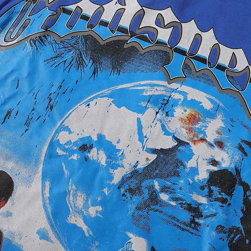 EM Sneakers Godspeed Tech Person & Earth Graphic T-Shirt #7008 Black /White /Blue