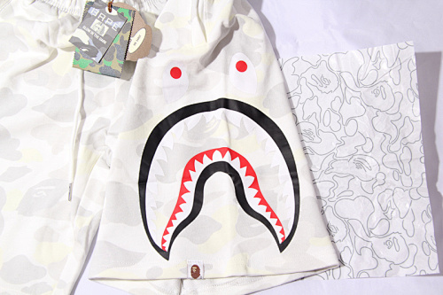 EM Sneakers BAPE Camouflage Shark Shorts #8609 White /Black