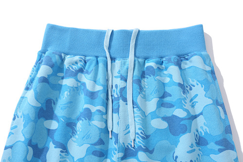 EM Sneakers BAPE Fire Camo Sweat Shorts Blue #8711