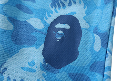 EM Sneakers BAPE Fire Camo Sweat Shorts Blue #8711