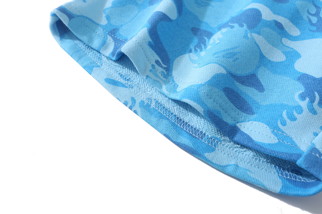 EM Sneakers BAPE Fire Camo Sweat Shorts Blue #8711