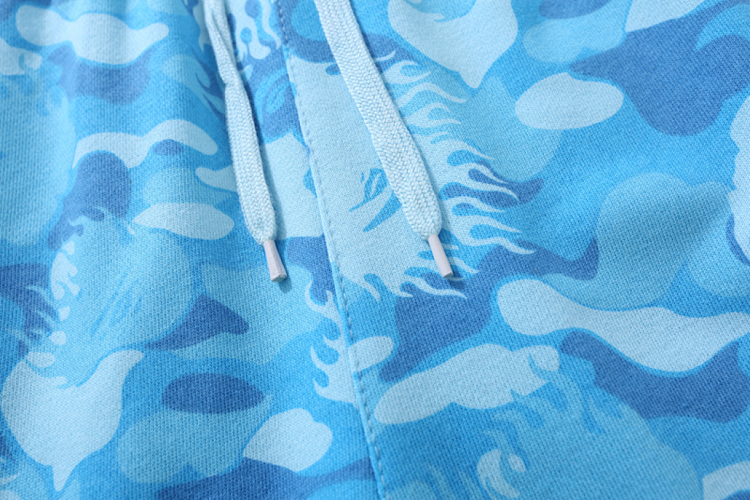 EM Sneakers BAPE Fire Camo Sweat Shorts Blue #8711