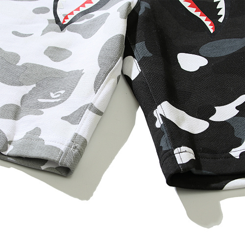 EM Sneakers BAPE Shark Camouflage Black and White Patchwork Shorts #507