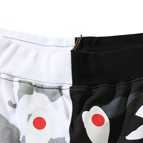 EM Sneakers BAPE Shark Camouflage Black and White Patchwork Shorts #507