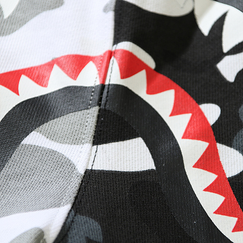 EM Sneakers BAPE Shark Camouflage Black and White Patchwork Shorts #507