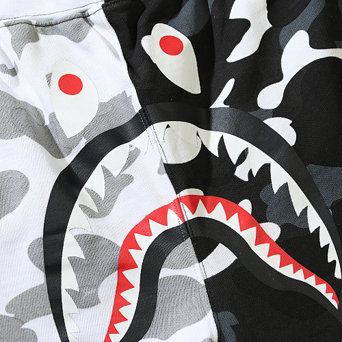 EM Sneakers BAPE Shark Camouflage Black and White Patchwork Shorts #507
