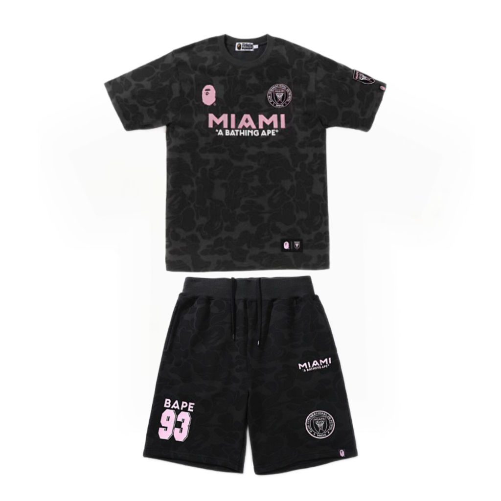 EM Sneakers BAPE x Inter Miami CF Camo T-Shirt & Shorts Sets Black