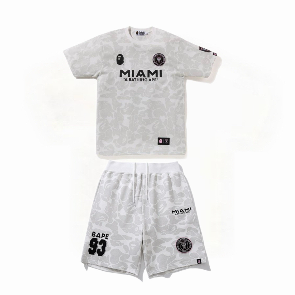 EM Sneakers BAPE x Inter Miami CF Camo T-Shirt & Shorts Sets Gray