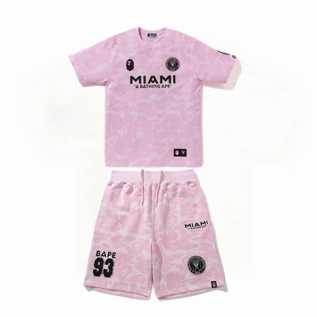 EM Sneakers BAPE x Inter Miami CF Camo T-Shirt & Shorts Sets Pink
