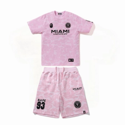 EM Sneakers BAPE x Inter Miami CF Camo T-Shirt & Shorts Sets Pink 01