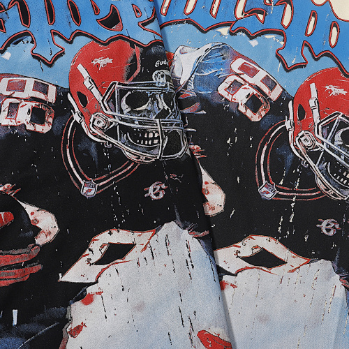 EM Sneakers Godspeed Rugby Player Print T-Shirt #7033 Black /Apricot