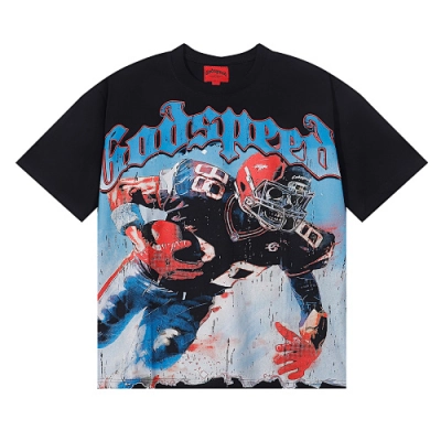 EM Sneakers Godspeed Rugby Player Print T-Shirt #7033 Black /Apricot 02