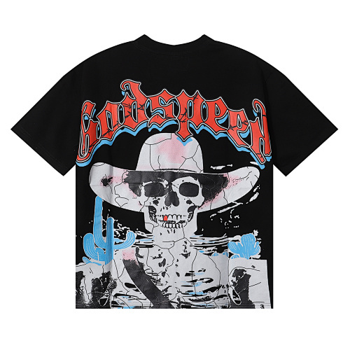 EM Sneakers Godspeed Wild West Skull Cowboy Cactus Print T-shirt #7023 Black /White /Purple