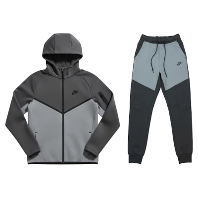 EM Sneakers Nike Tech Fleece Windrunner Full Zip Hoodie & Joggers Set Anthracite Cool Grey Black 01
