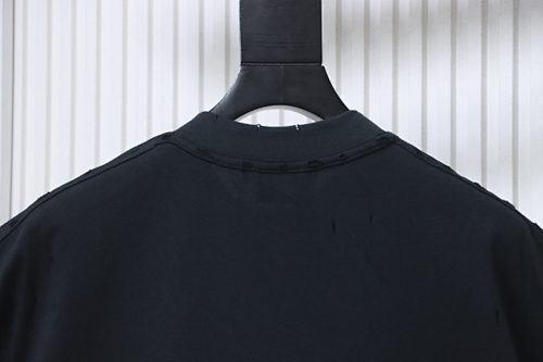 EM Sneakers Balenciaga 24SS Castle Print Distressed Short-Sleeve T-Shirt Black