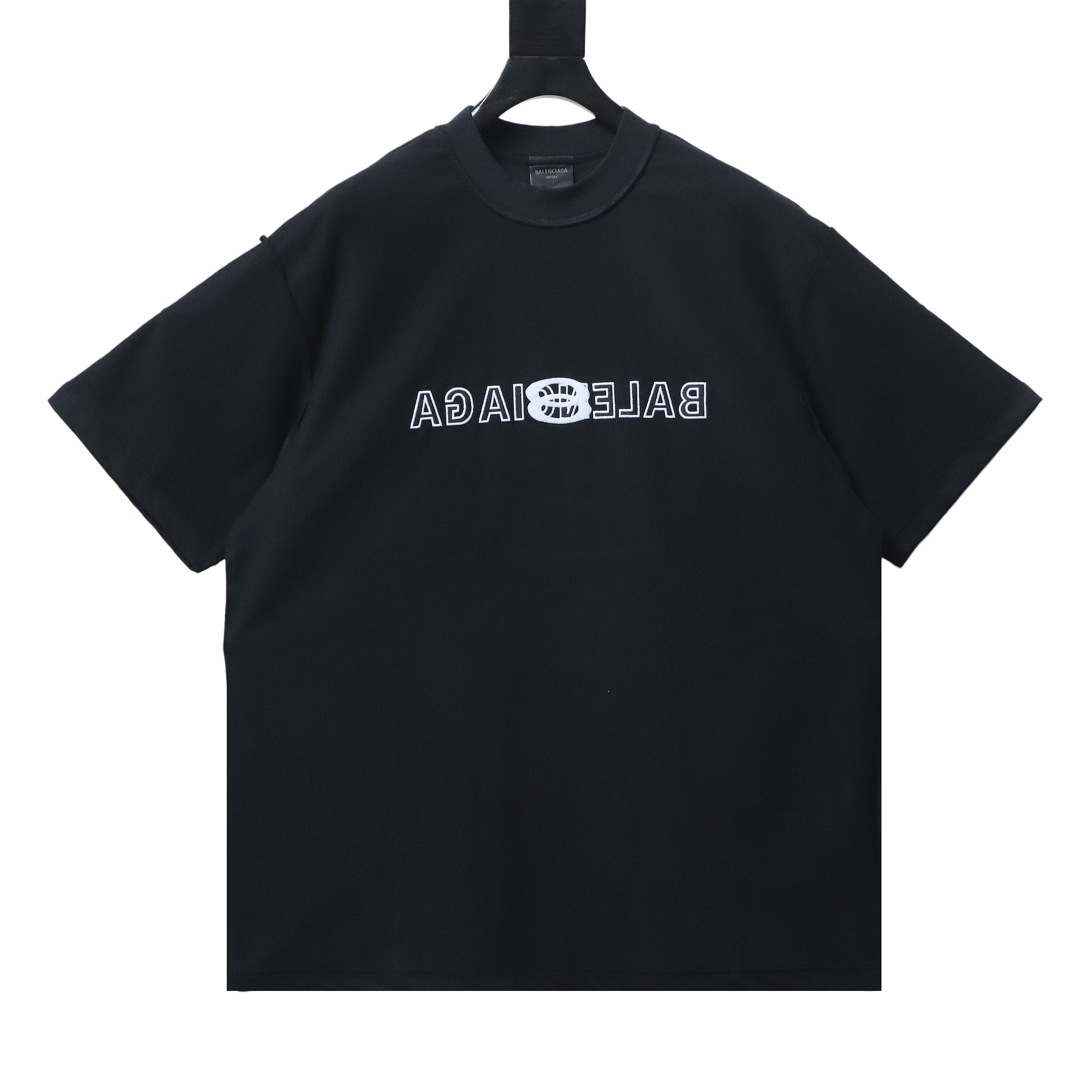 EM Sneakers Balenciaga 24SS Inverted Letter Overlapping Embroidered T-shirt Black