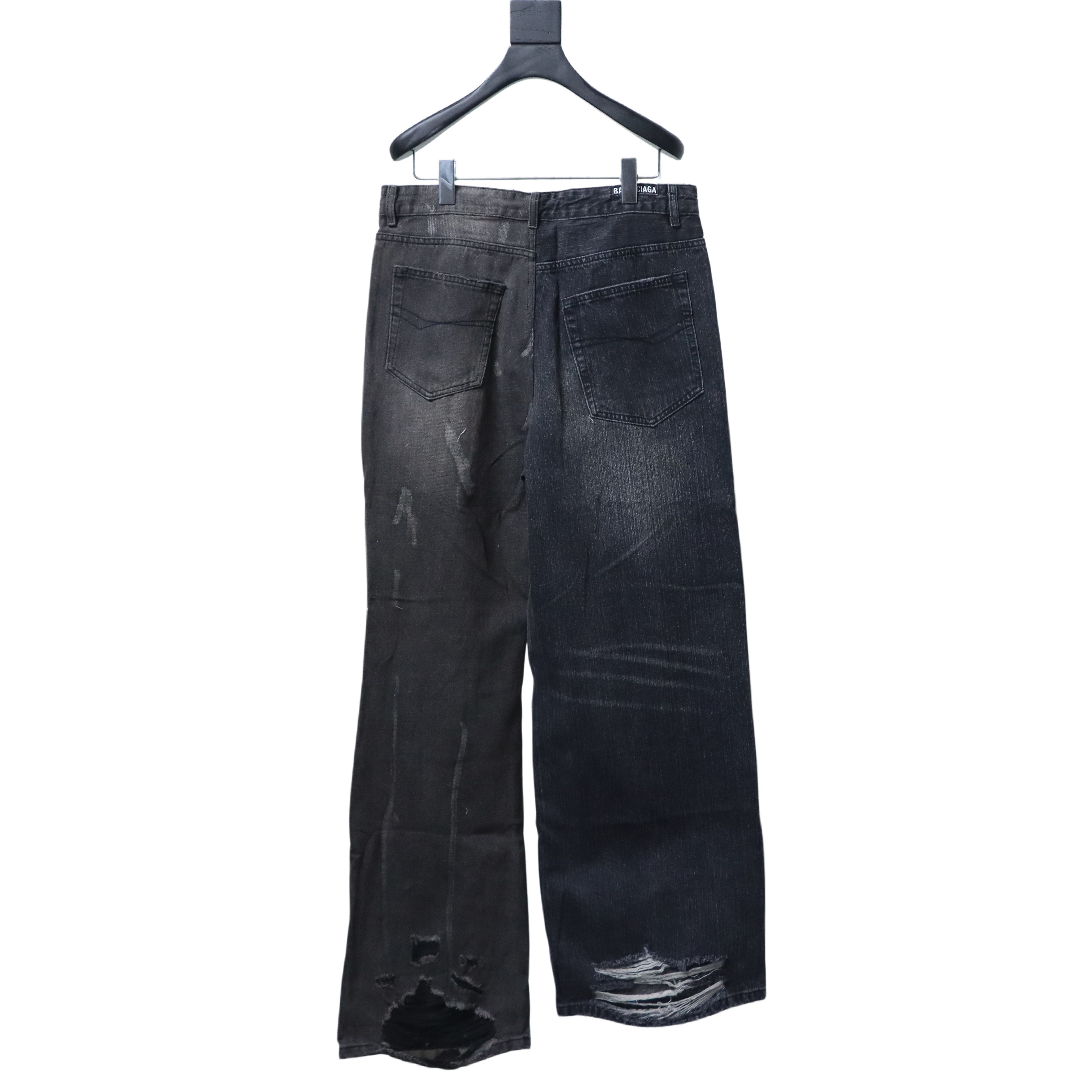 EM Sneakers Balenciaga 25ss Paneled Washed Black Denim Jeans