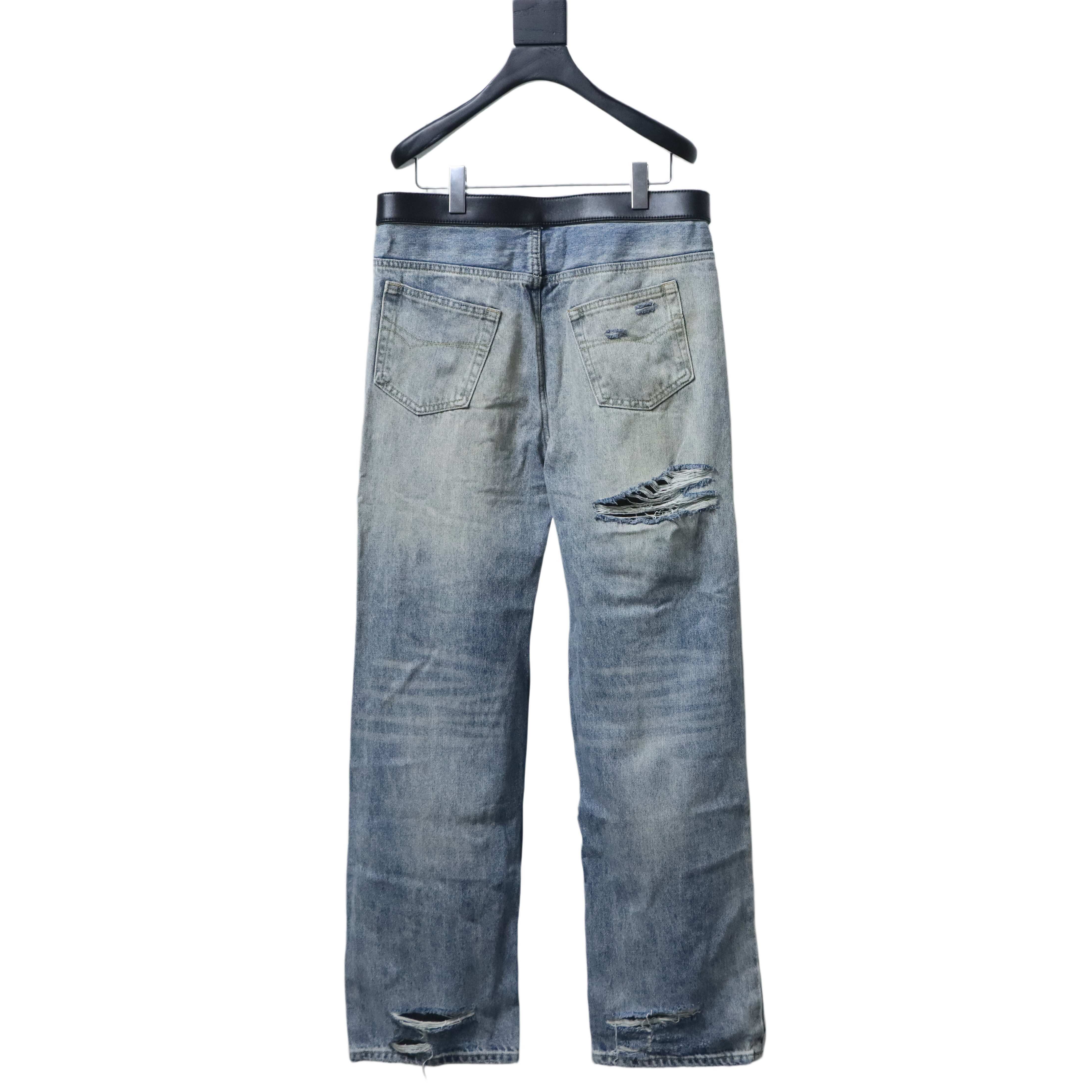 EM Sneakers Balenciaga 25SS Slashed Distressed Jeans Washed Blue