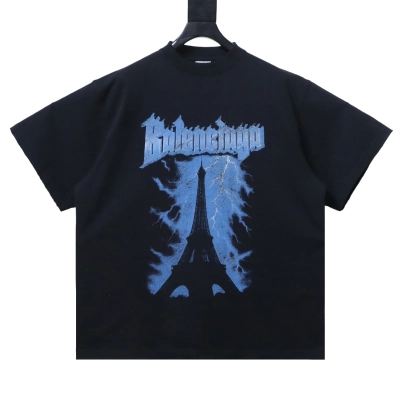 EM Sneakers Balenciaga 26SS Eiffel Tower Short-Sleeve T-Shirt Black 01