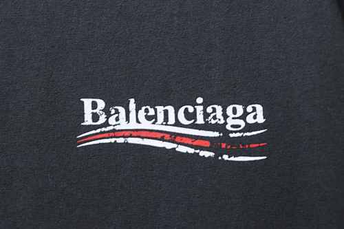 EM Sneakers Balenciaga Distressed T-Shirt with Faded Cola Print and Rips Black