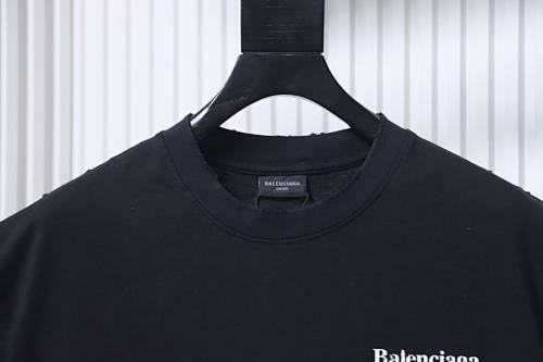 EM Sneakers Balenciaga Distressed T-Shirt with Faded Cola Print and Rips Black