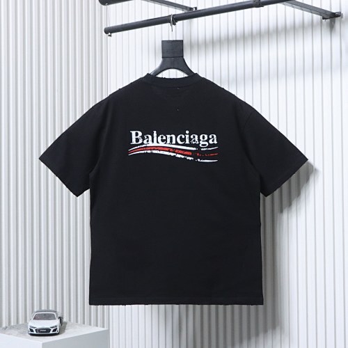 EM Sneakers Balenciaga Distressed T-Shirt with Faded Cola Print and Rips Black