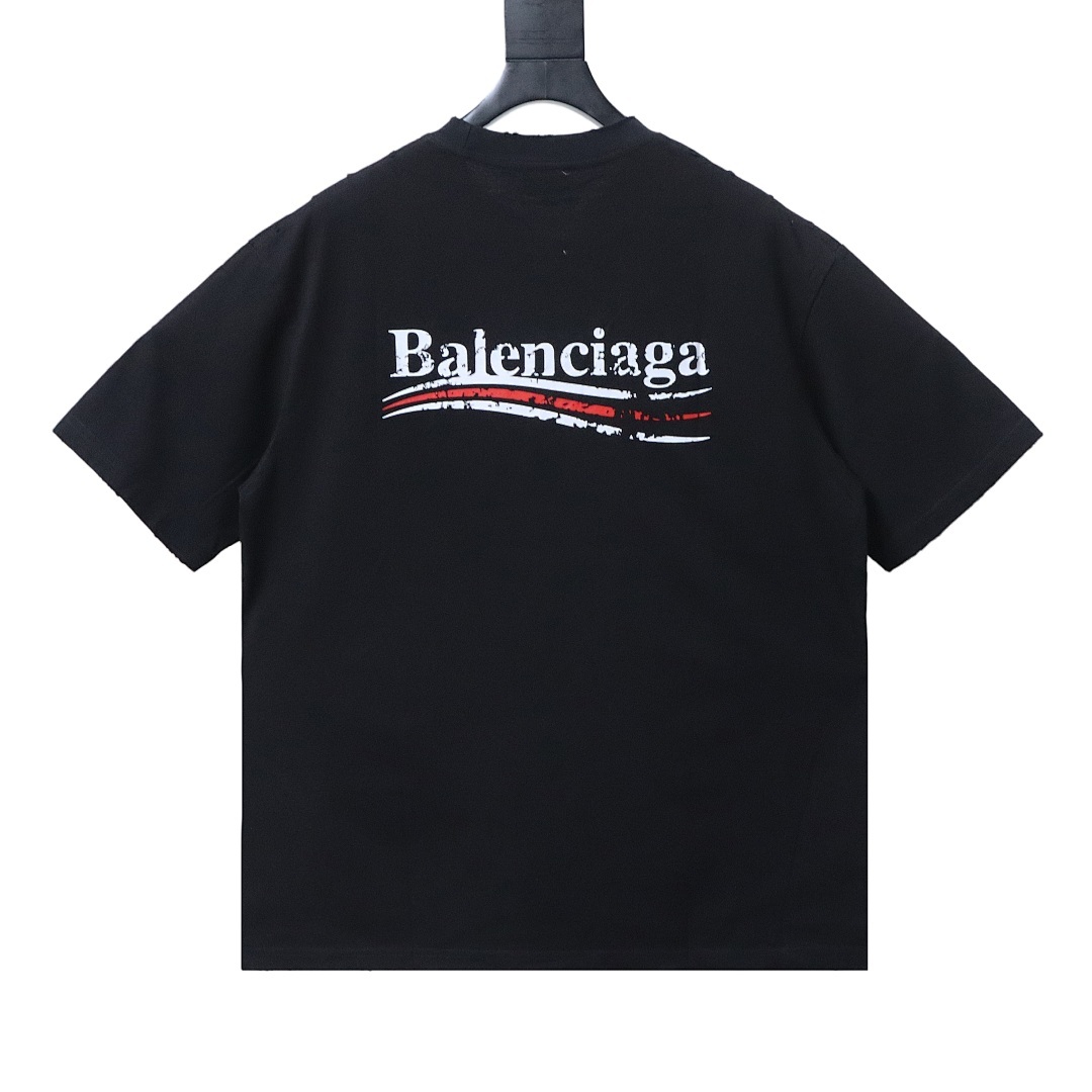 EM Sneakers Balenciaga Distressed T-Shirt with Faded Cola Print and Rips Black