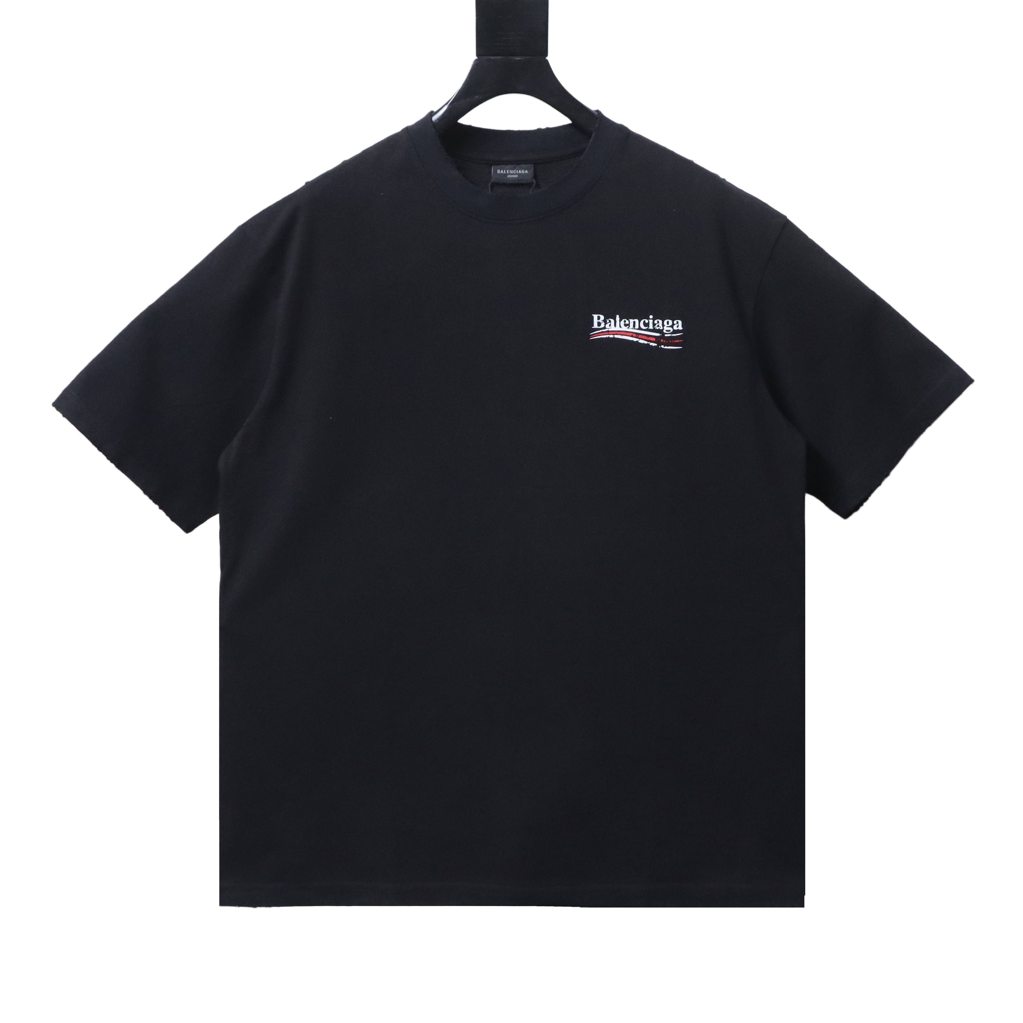 EM Sneakers Balenciaga Distressed T-Shirt with Faded Cola Print and Rips Black