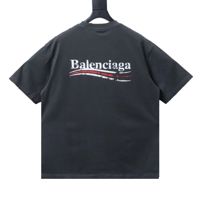 EM Sneakers Balenciaga Distressed T-Shirt with Faded Cola Print and Rips Dark Gray 02