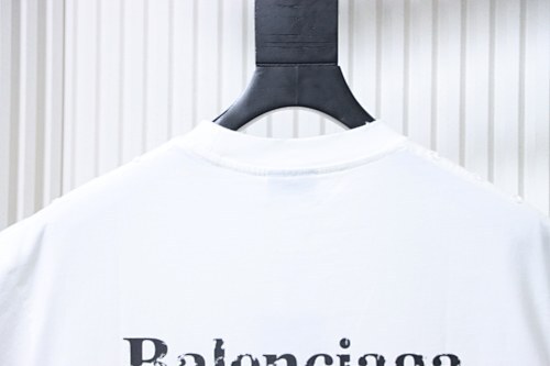 EM Sneakers Balenciaga Distressed T-Shirt with Faded Cola Print and Rips White