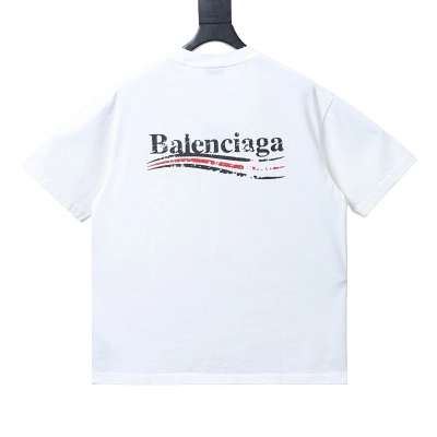 EM Sneakers Balenciaga Distressed T-Shirt with Faded Cola Print and Rips White 02