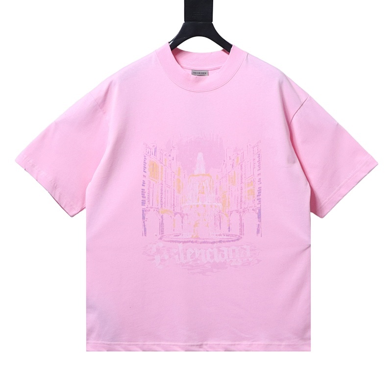 EM Sneakers Balenciaga Fountain Letter Print T-Shirt Pink