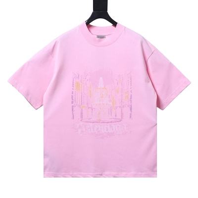 EM Sneakers Balenciaga Fountain Letter Print T-Shirt Pink 01