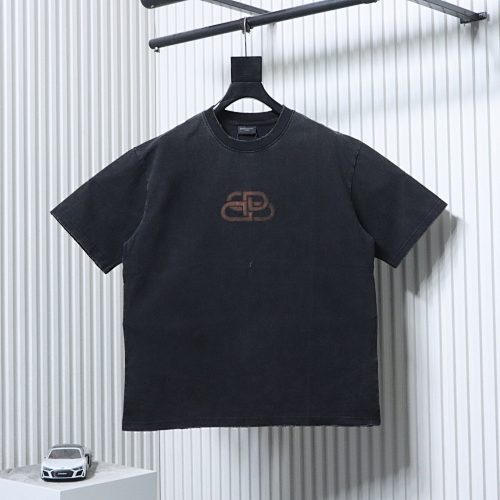 EM Sneakers Balenciaga Heavyweight Snow-Washed Distressed Buckle-Print T-Shirt Black