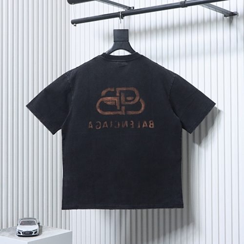 EM Sneakers Balenciaga Heavyweight Snow-Washed Distressed Buckle-Print T-Shirt Black