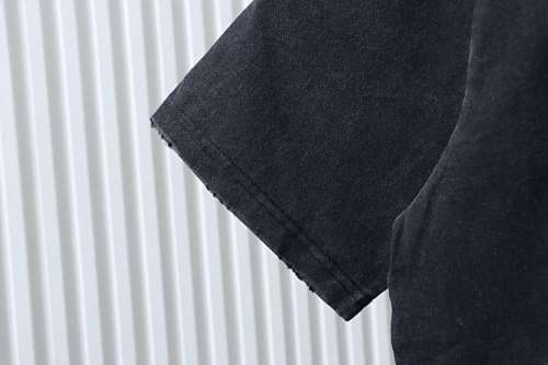 EM Sneakers Balenciaga Heavyweight Snow-Washed Distressed Buckle-Print T-Shirt Black