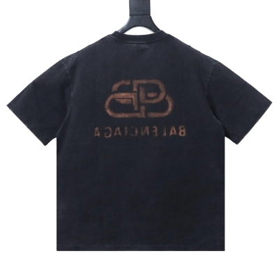 EM Sneakers Balenciaga Heavyweight Snow-Washed Distressed Buckle-Print T-Shirt Black 02