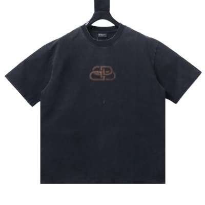 EM Sneakers Balenciaga Heavyweight Snow-Washed Distressed Buckle-Print T-Shirt Black 01