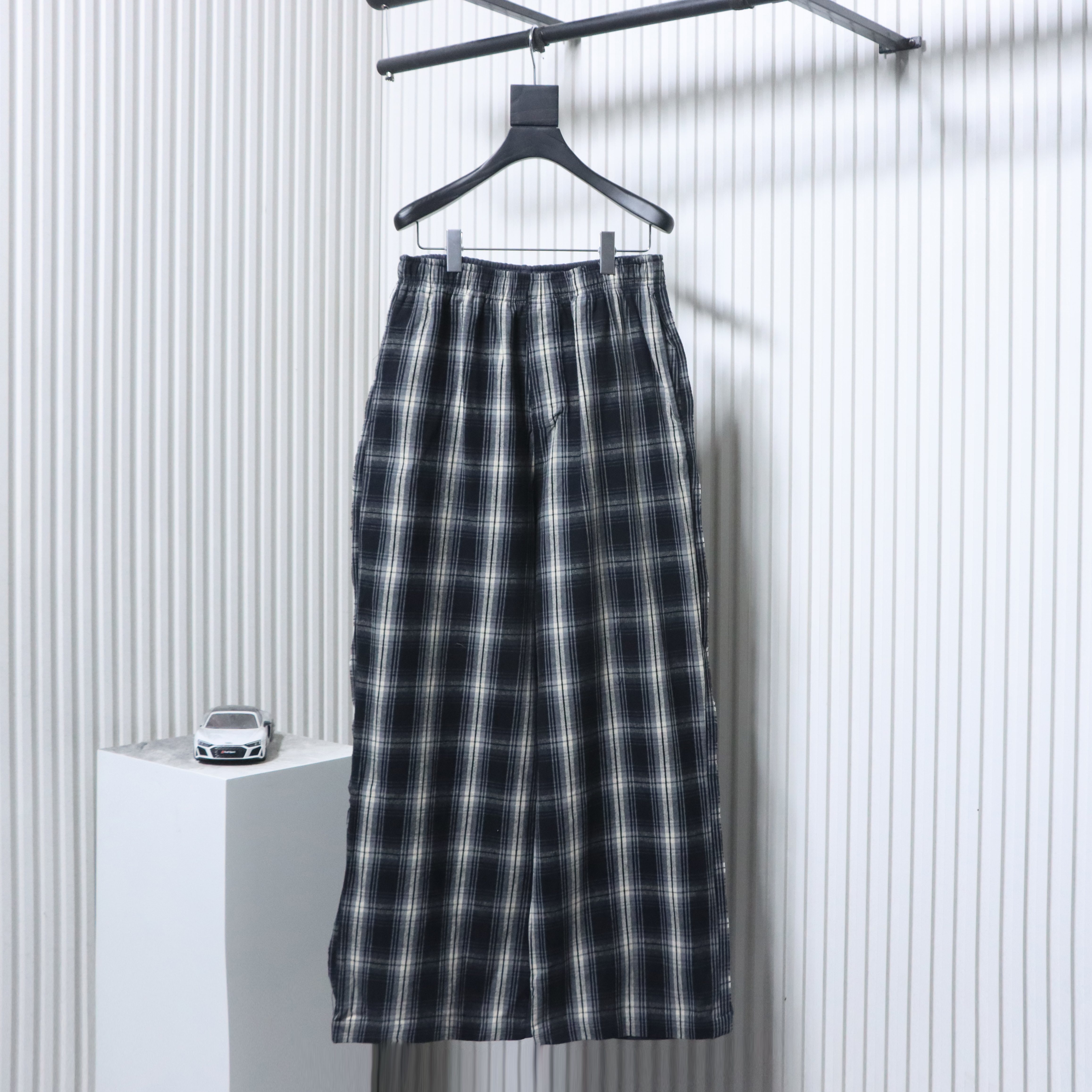 EM Sneakers Balenciaga Paneled Plaid Sweatpants Dark Grey