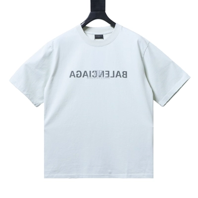 EM Sneakers Balenciaga Reversed Double-B Logo Print Washed Distressed T-Shirt White 01