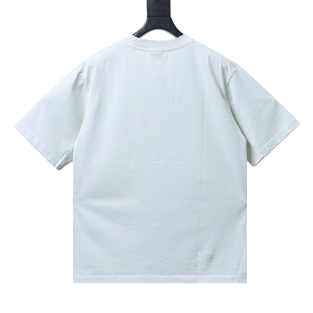 EM Sneakers Balenciaga Reversed Double-B Logo Print Washed Distressed T-Shirt White