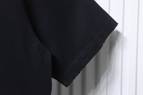 EM Sneakers Balenciaga SS25 Distressed T-Shirt featuring Double-B Embroidery and 3D Shadow Inkjet Logo Black