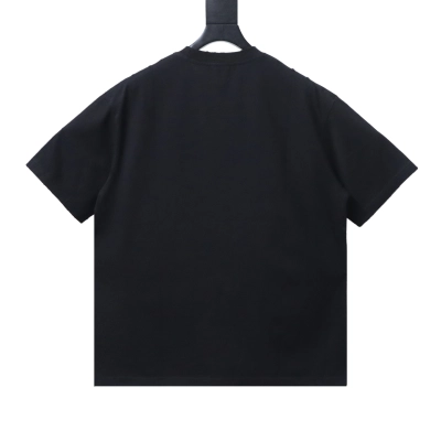 EM Sneakers Balenciaga SS25 Distressed T-Shirt featuring Double-B Embroidery and 3D Shadow Inkjet Logo Black 02